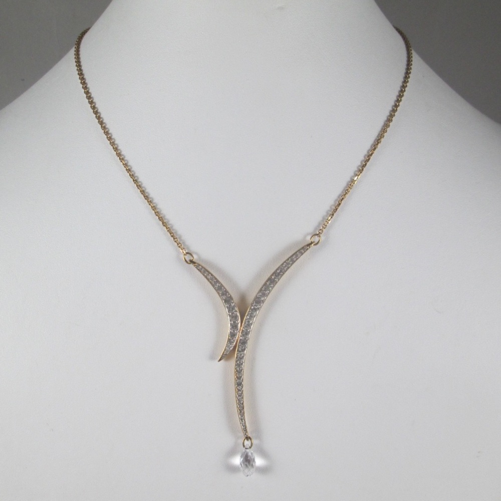 Authentic Swarovski Gold Crystal Y-Necklace & Earring Set - SIGNED